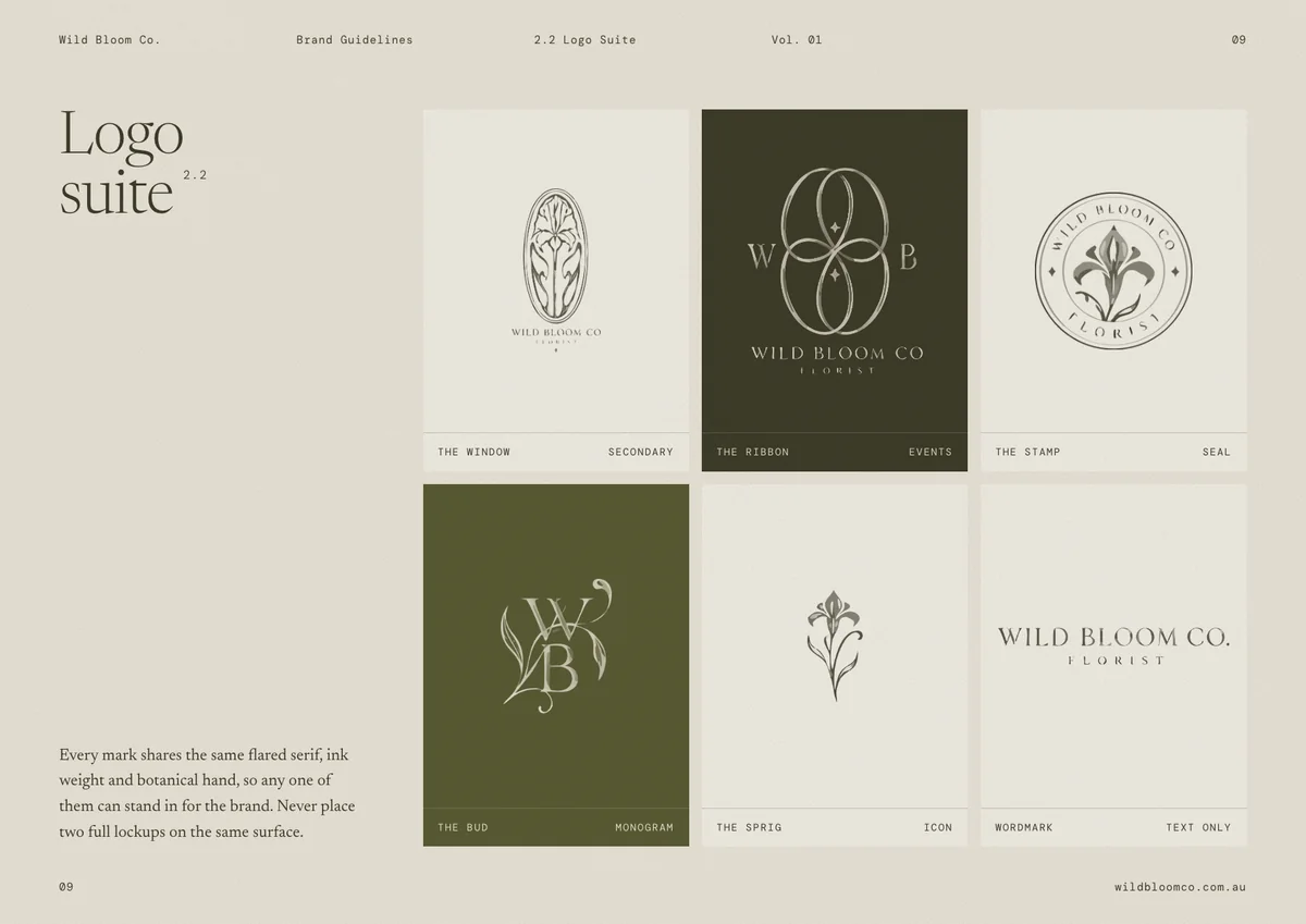 Wild Bloom Co. brand guidelines: Logo suite