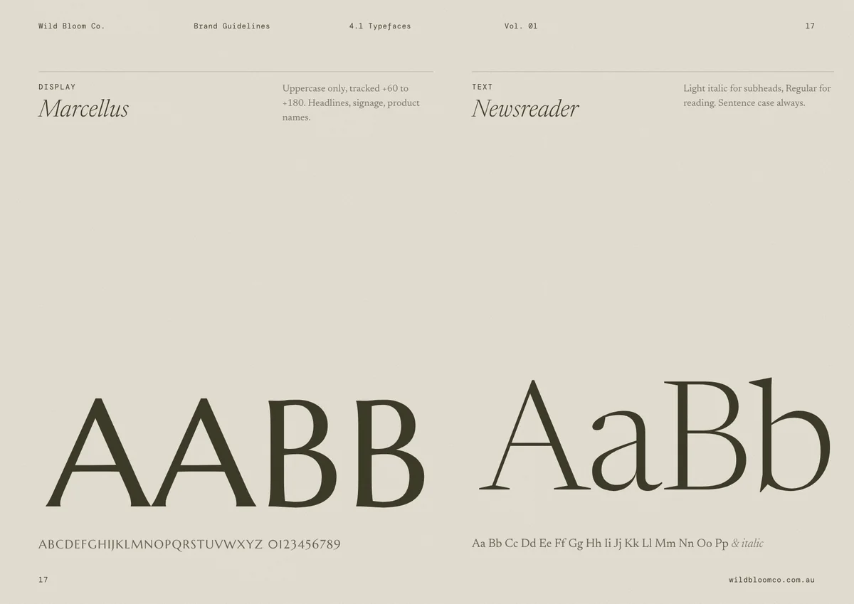 Wild Bloom Co. brand guidelines: Typefaces