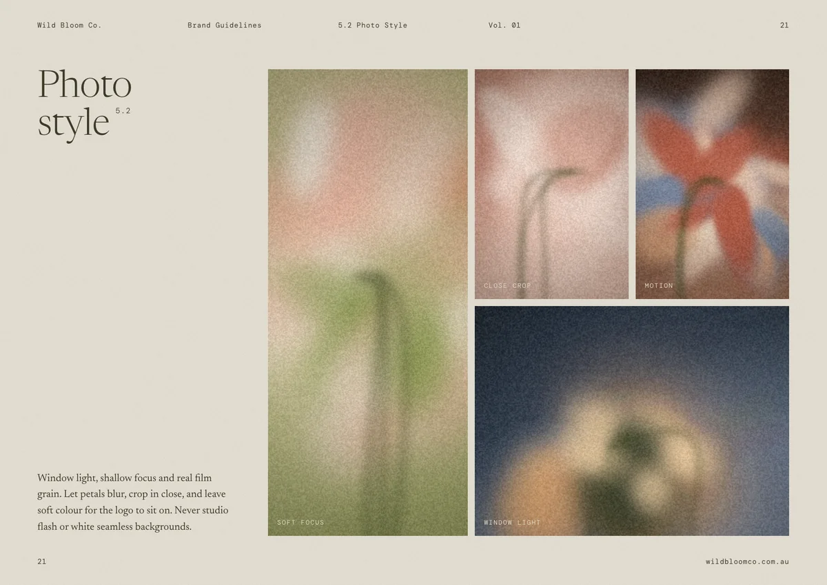 Wild Bloom Co. brand guidelines: Photo style