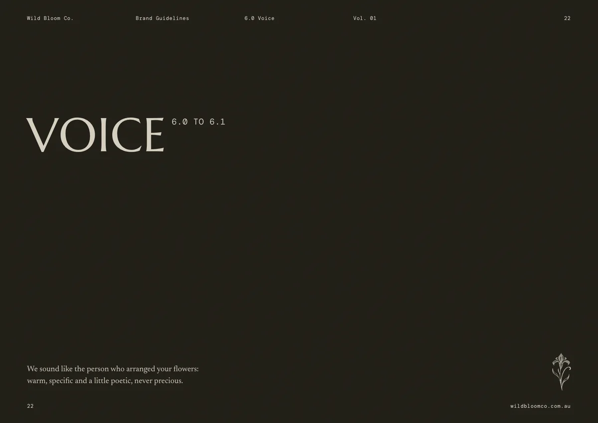 Wild Bloom Co. brand guidelines: Voice