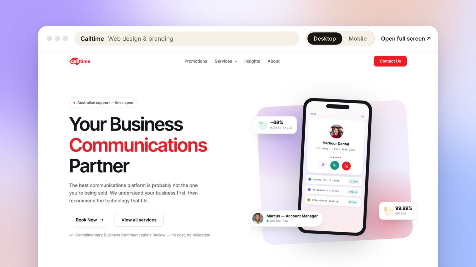 Calltime project by Coco Creatives