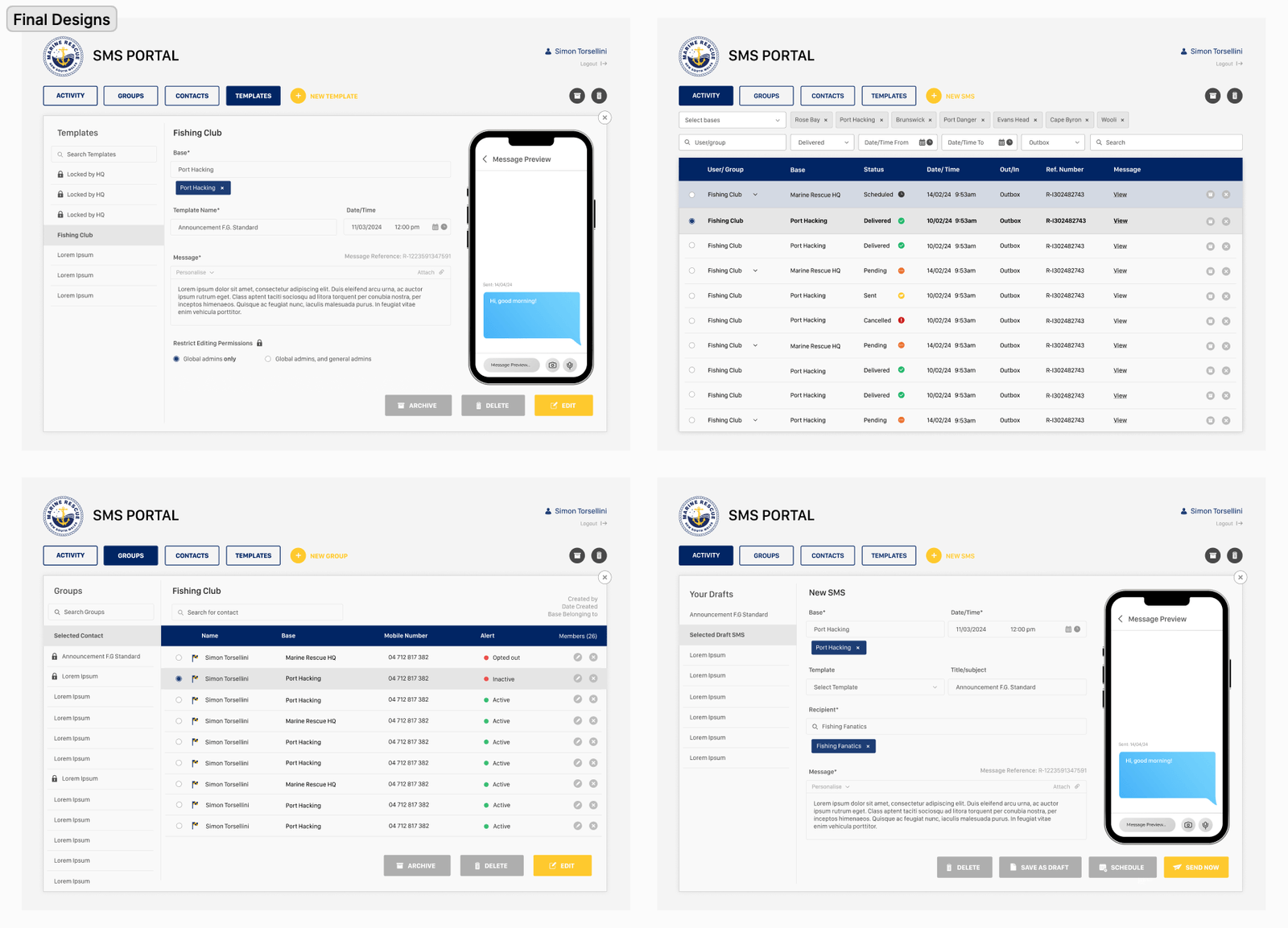 Emergency protocol screens