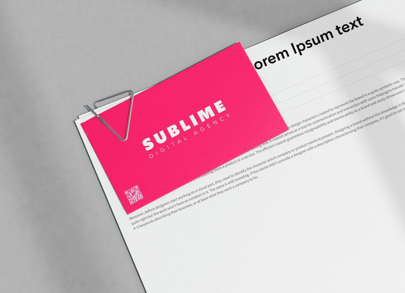 Sublime Digital Agency business card and letterhead, in the brand’s pink and white
