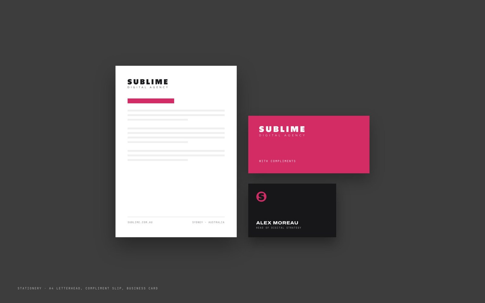 Letterhead, compliment slip and card