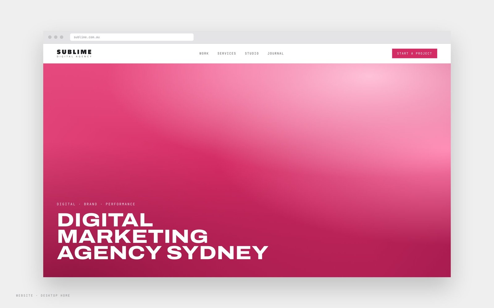 The finished site &mdash; desktop home with the gradient hero